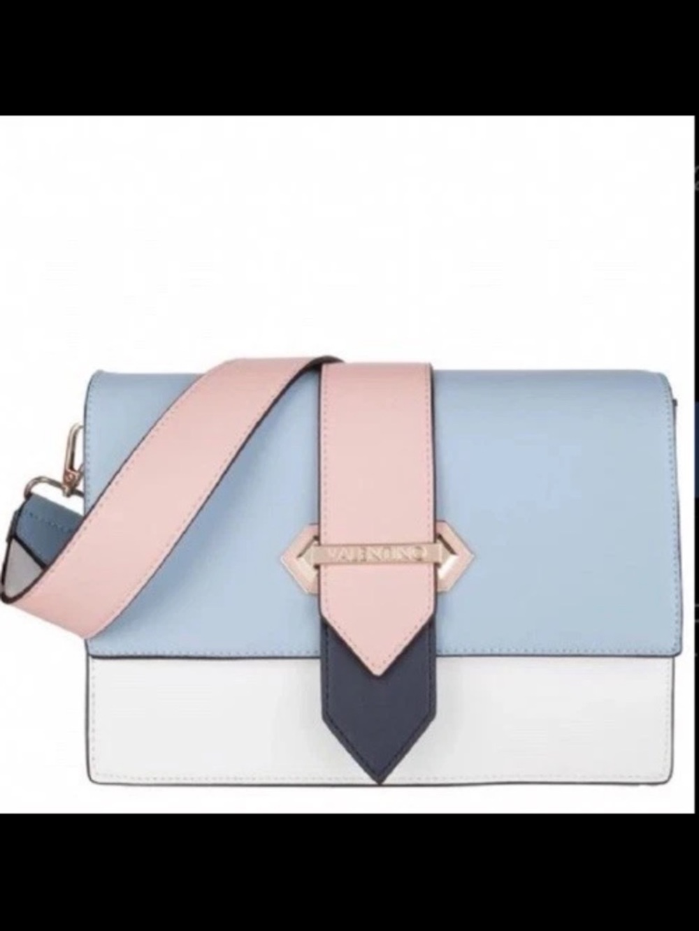 Valentino Spring Shoulder Bag Medium Pink Blue White Leather Bag